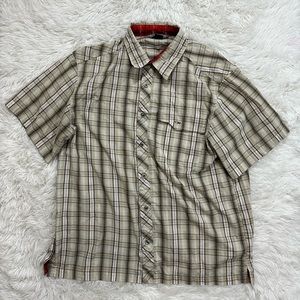 Outdoor Research Men’s Plaid Button Up Shirt | Cream and Black | Size Large